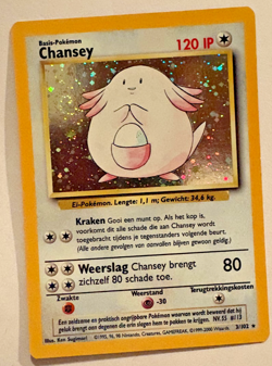 Pokemon TCG Base Unlimited Chansey Dutch Holo Card 3/102 Very Rare 2000 Played - Image 1