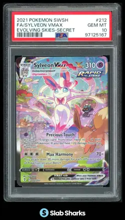2021 POKEMON SWORD & SHIELD #212/203 SYLVEON VMAX EVOLVING SKIES - SECRET PSA 10 - Image 1