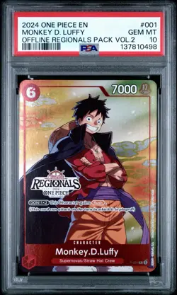 2024 ONE PIECE MONKEY D LUFFY P-001 OFFLINE REGIONALS PSA 10 *POP 39* - Image 1
