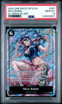 2025 ONE PIECE OP12 087 LEGACY OF THE MASTER NICO ROBIN ALT ART PSA 10 GEM MINT - Image 1