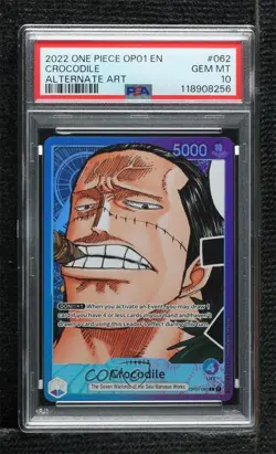 2022 One Piece Romance Dawn OP01 L (Alt Art) Crocodile PSA 10 GEM MT - Image 1