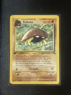 Pokemon TCG Kabuto Fossil 1st Edition Common Card 50/62 Regular NM - Image 1