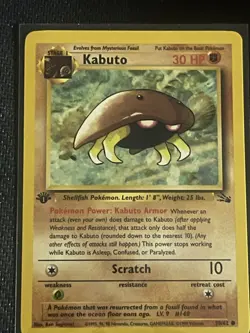 Pokemon TCG Kabuto Fossil 1st Edition Common Card 50/62 Regular NM - Image 2