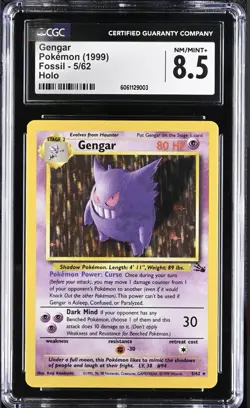 CGC 8.5 NM/MINT Gengar 5/62 Fossil Holo Rare Pokemon Card - Image 1