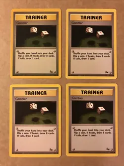 4x Gambler 60/62 Fossil Pokemon Card TCG Wotc Wizards of the Coast - Image 1