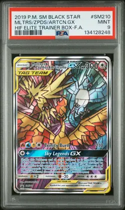2019 POKEMON SM BLACK STAR PROMO FULL ART/MOLTRES & ZAPDOS & ARTICUNO GX PSA 9 - Image 1
