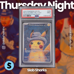 2023 POKEMON X VAN GOGH BLACK STAR PROMO #085 PIKACHU WITH GREY FELT HAT PSA 9 - Image 1