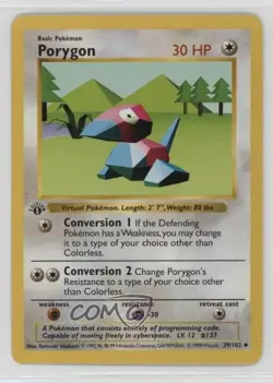 Porygon Shadowless 1st Ed. Pokemon Base Set #39 1999 - Image 1