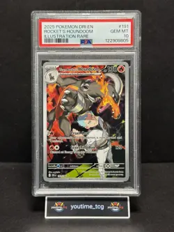 2025 Pokemon Destined Rivals Illustration Rare Rocket's Houndoom #191 PSA 10 - Image 1