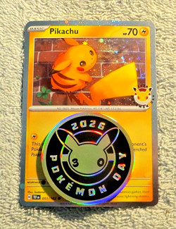 Pikachu 051/162 Stamped Promo 2026 Pokemon Day 30th Anniversary + Pikachu Coin - Image 1