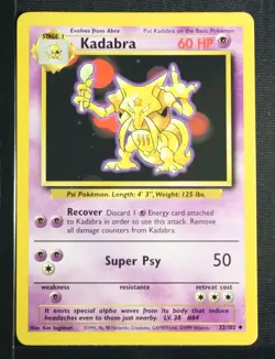 PSA 7 NEAR MINT 1999 Pokemon Game Base #32 Kadabra !!! - Image 3
