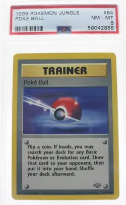 PSA 8 NEAR MINT MINT 1999 Pokemon Jungle 64 Poke Ball !!! - Image 1