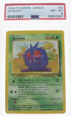 PSA 8 NEAR MINT MINT 1999 Pokemon Jungle 63 Venonat !!! - Image 1