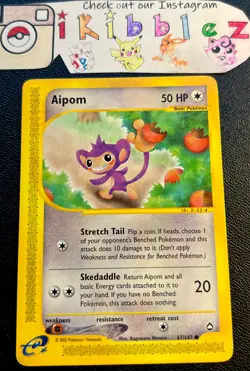 Aipom 67/147 LP Non Holo WoTC Aquapolis Pokemon Card. Free Tracked Shipping! - Image 1