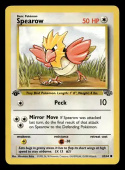 Spearow 62/64 Common Jungle 1st Edition WOTC Pokemon LP - Image 1