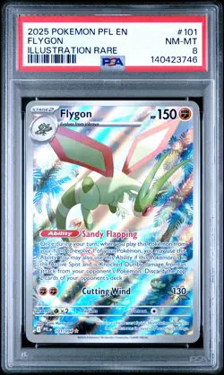 2025 POKEMON PFL EN-PHANTASMAL FLAMES ILLUSTRATION RARE #101 FLYGON PSA 8 - Image 1