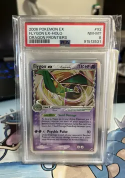 2006 POKEMON EX DRAGON FRONTIERS #92 FLYGON EX-HOLO (DELTA SPECIES) PSA 8 - Image 1