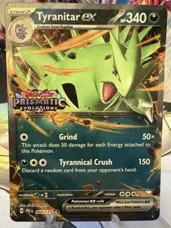 Pokemon TCG Tyranitar EX Double Rare Holo Card Prismatic 64/131 Stamped - Image 2