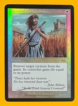 MTG SWORDS TO PLOWSHARES (Foil) FNM (OldManMTG 013-081) - Image 1