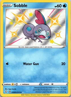 Sobble SV025/SV122 Shiny Holo Rare Shining Fates: Shiny Vault NM Pokemon TCG - Image 1