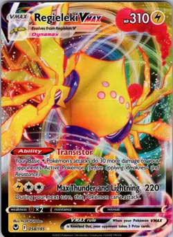 Regieleki VMAX 058/195 SWSH12: Silver Tempest Holo Pokemon TCG NM - Image 1