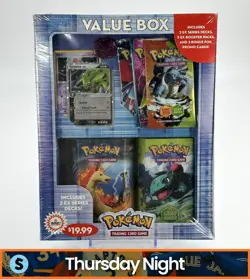 POKEMON VALUE BOX 2 PRECONSTRUCTED DECK, 3 EX BOOSTER PACKS TYRANITAR MEW PROMO - Image 1