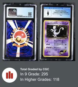 1999 Pokemon Japanese Gym 2 Holo Rocket's Mewtwo #150 CGC 9 PSA MINT - Image 3