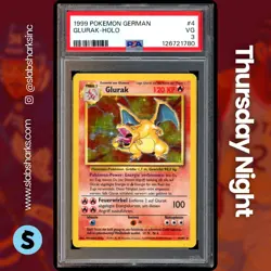 1999 POKEMON BASE SET GERMAN #4/102 CHARIZARD (GLURAK) HOLO PSA 3 - Image 1