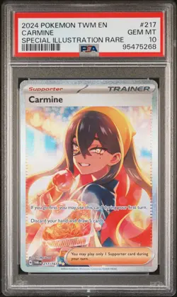 2024 Pokemon TWM Carmine 217/167 Special Illustration Rare PSA 10 Gem Mint - Image 3