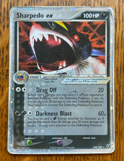 Pokemon TCG Sharpedo EX Deoxys 104/107 Holo Rare Card HP DMG Condition - Image 1