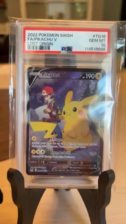 2022 Pokemon Sword & Shield Lost Origin Pikachu V #TG16 Full Art PSA 10 - Image 3