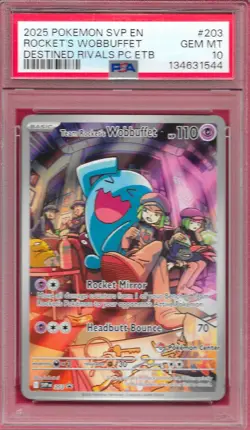 PSA 10 GEM MINT Team Rocket's Wobbuffet 203 POKEMON CENTER STAMPED ETB PROMO - Image 1