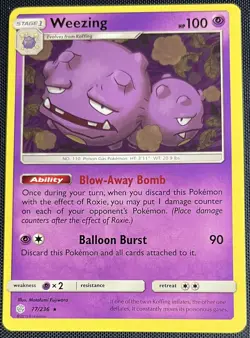 Weezing 77/236 Pokemon English Sun & Moon Cosmic Eclipse 2019 - Image 1
