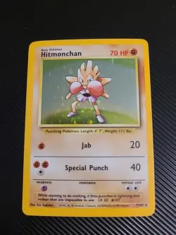 Hitmonchan - 7/102 - Pokemon Base Set Unlimited Holo Rare Vintage WOTC LP - Image 1