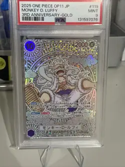 PSA 9 One Piece Luffy OP05-119 Fist of Divine Speed 3rd Anniversary Gold SPJapan - Image 1