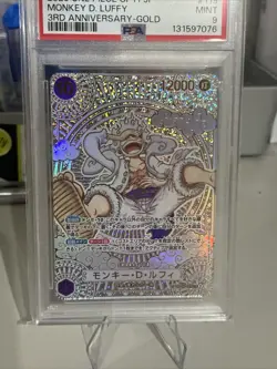 PSA 9 One Piece Luffy OP05-119 Fist of Divine Speed 3rd Anniversary Gold SPJapan - Image 2