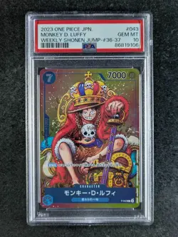 2023 One Piece MONKEY D. LUFFY P-043 Weekly Shonen Jump Issue #36-37 JPN PSA 10 - Image 1