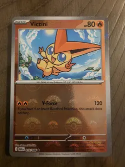 Pokemon TCG Victini 012/086 Black Bolt Master Ball Pattern Reverse Holo Rare - Image 1