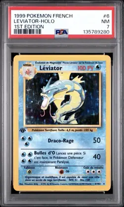 1999 Pokemon FRENCH 1st Edition Base Set Leviator-Gyarados Holo 6/102 PSA 7 NM - Image 1