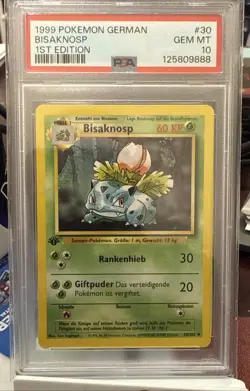 1999 Pokemon GERMAN 1st Edition Base Set Bisaknosp-Ivysaur 30/102 PSA 10 GEM MT - Image 1