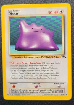 Pokemon TCG Ditto 18/62 Non-Holo Rare Fossil Vintage WOTC Card NM - Image 1