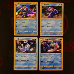 LP Pokemon POPPLIO+BRIONNE+PRIMARINA Cosmos/Cracked-Ice/Web HOLO Card Sun Moon - Image 1