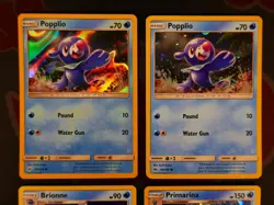 LP Pokemon POPPLIO+BRIONNE+PRIMARINA Cosmos/Cracked-Ice/Web HOLO Card Sun Moon - Image 2