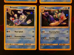 LP Pokemon POPPLIO+BRIONNE+PRIMARINA Cosmos/Cracked-Ice/Web HOLO Card Sun Moon - Image 3