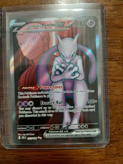 Pokemon Destined Rivals Team Rockets Mewtwo EX Full Art 213/182 English Card - Image 1