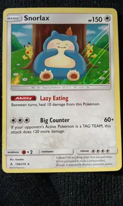 Pokemon TCG Cards Snorlax 158/214 Unbroken Bonds Holo Rare NM Never Played - Image 1