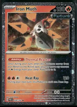 Pokemon TCG Iron Moth 028/182 Cosmos Holo Paradox Rift - Image 1