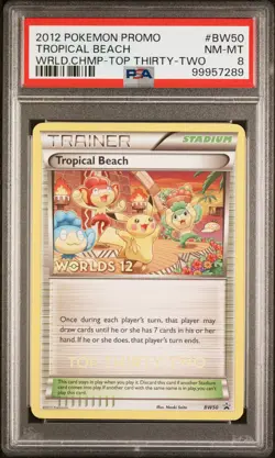 Pokemon TCG Tropical Beach BW50 Top Thirty-Two World Championship 2012 PSA 8 - Image 1