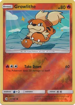 GROWLITHE 21/149 SM SUN & MOON BASE POKEMON (REVERSE HOLO, LP) - Image 1