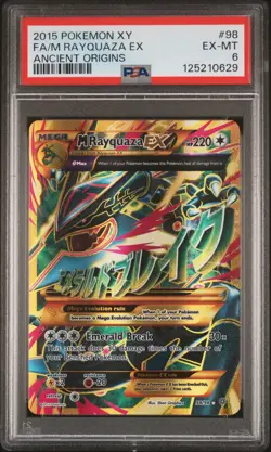 2015 POKEMON XY ANCIENT ORIGINS #98 FULL ART/M RAYQUAZA EX PSA 6 - Image 1